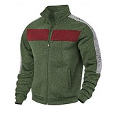 preiswerte Lässige Jacken-Herren Freizeitjacke Collegejacke Urlaub Täglich Atmungsaktiv Tasche Frühling Herbst Farbblock Mode Klassisch Stehkragen Regulär Schwarz Rote Grün Hellgrau Dunkelgray Jacken