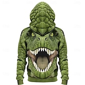 economico Stampa animale-Per uomo Animale Coccodrillo Felpe con cappuccio Felpa Abbigliamento esterno Felpa con cappuccio Girocollo Cool Stampa 3D Club Abbigliamento casual alla moda Bianco Verde Coulisse Autunno Inverno