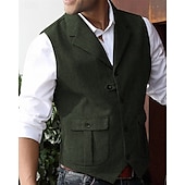 abordables Chalecos-Hombre Chaleco Vacaciones Fiesta Negocio Moda Casual Verano Primavera Bolsillo Botones Poliéster Cómodo Plano Recto 1 botón Diseño Ajuste regular Azul Marino Verde Oscuro Café Gris Chaleco