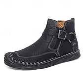 billiga Stövlar-Herr retro läderstövlar med spänne, bekväma loafers för vardagliga utflykter, bilkörning och höstmode
