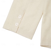 baratos Blazers Clássicos Masculinos-Homens Blazer de linho Casaco esportivo Casual Diário Primavera Verão Algodão E Linho Côr Sólida Confortável Comum 2 Botões Jaqueta esporte Bege Azul Claro