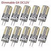cheap LED Bi-pin Lights-10Pcs Dimmable G4 Led Bulb 2W 3W DC12V 3014SMD Silicone Lamp Warm white/White l 360 Degree Angle LED Light