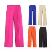 economico pantaloni eleganti da donna-Per donna Pantaloni Eleganti Gamba larga Pantaloni Moda Streetwear Lunghezza intera Vita Alta Semplice Elastico in vita Traspirabilità Confortevole Streetwear Abbigliamento quotidiano Uscire Nero