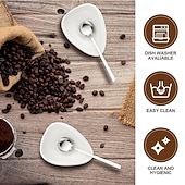 baratos Utensílios &amp; Aparelhos de Cozinha-Conjunto de descanso de colher de café de cerâmica e colher de aço inoxidável - pequeno suporte de colher de chá, descanso para agitadores de café para bar, acessórios de cozinha, ótimo presente