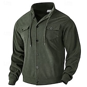preiswerte Einfache Sweatshirts-Herren Sweatshirt Kapuzenpullover mit Knöpfen Schwarz Armeegrün Braun Khaki Grau Stehkragen Einfach Tasche Kordelzug Fronttasche Sport &amp; Outdoor Lässig Täglich Streetwear Cool Designer Herbst