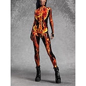 رخيصةأون جمجمة وعظام-هيكل عظمي هالوين بودي سوت Catsuit كامل الجسم زي مخيف للأطفال للبالغين رجالي نسائي للصبيان عيد الرعب مهرجان يوم الموتى أداء مناسب للحفلات نادي أزياء هالوين سهلة تلبيس
