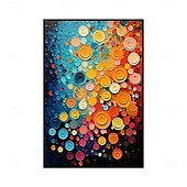 economico Quadri fiori/botanica-dipinto a olio fatto a mano su tela, decorazione da parete, cerchio colorato astratto per la decorazione della casa, dipinto appeso su telaio teso/dipinto arrotolato senza cornice
