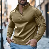 economico Felpa Tattica-Per uomo Felpa con cappuccio e zip Felpa con zip Nero Bianco Blu marino Blu Cachi Girocollo Colletto Mao Semplice Con zip Tasca Sport &amp; Outdoor Casuale Quotidiano Streetwear Cool Abbigliamento