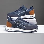 economico Sneakers Casual-sneakers alla moda bianche e grigie da uomo: comode scarpe casual con un marchio audace, ideali per attività all'aperto, viaggi e tempo libero