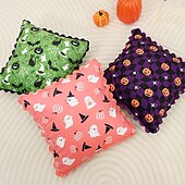 お買い得  装飾用クッションカバー-ハロウィン用枕カバー1枚、ゴースト幾何学模様、カジュアルスクエアジッパー、伝統的クラシック