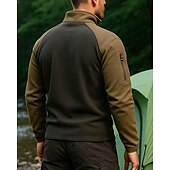 abordables Tapas-Hombre Sudadera con un cuarto de cremallera Manga Larga Escote Chino Camiseta Al aire libre Mantiene abrigado Elastán camuflaje Verde Ejército Azul Oscuro Tenis Rutina de ejercicio Corriendo