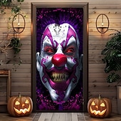 billiga Halloween dörröverdrag-Halloween Dörröverdrag Håll Leende av Tom Wood Dörr Tapestry Dörr Gardin Dekoration Bakgrund Dörr Banner för Framdörr Lantgård Högtidsfest Inomhus Utomhus Dekorationsmaterial