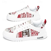 abordables Baskets-Homme Basket Marche Occasionnel Cuir PU Confortable Antidérapant Respirant À lacets Blanc + Noir Blanc / Jaune Rose / Blanc Été Printemps