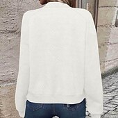 cheap Casual Jackets-Women&#039;s Casual Jacket Sport Jacket Textured Jackets Office / Career Daily Wear Going out Fall Regular Coat Stand Collar Regular Fit Warm Vintage Style Lady Casual Jacket Long Sleeve non-printing