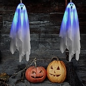 お買い得  ハロウィン室内-ハロウィンホラー中庭装飾タッチ発光サウンド電気ゴーストペンダントホワイト小型吊り下げゴースト装飾小道具1個