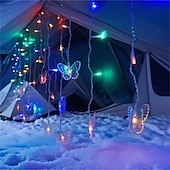 お買い得  デコレーション＆ナイトライト-クリスマスライト LED バタフライ/アイスコーン/ペンタグラム/クリスマスツリー/スノーフレークカーテン つららフェアリー キャンプストリングライト ガーランド 屋外用 家庭用 新年パーティー装飾 1個