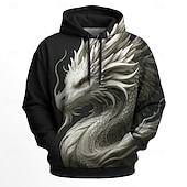economico Felpe e Sweatshirt di Halloween-Per uomo Drago 3D Felpe con cappuccio Felpa Cool Festa Manica Lunga Girocollo Club Abbigliamento casual alla moda Blu Verde Coulisse Grafico Autunno Inverno progettista
