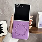abordables Coques Samsung-téléphone Coque Pour Samsung Galaxy Z Flip 7 Z Flip 6 Z Flip 5 Z Flip 4 Z Flip 3 Coque Arrière Magnétique Antichoc Rétro TPU faux cuir