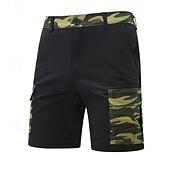 preiswerte Draussen-Herren Cargo-Shorts Shorts Sommershorts Patchwork Mehrere Taschen Tarnung Komfort tragbar Knielang Outdoor Sport Täglich Mode Lässig Schwarz Armeegrün