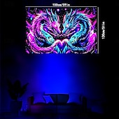levne Tapiserie Blacklight-Blacklight gobelín uv reaktivní záře ve tmě záře párty strašidelné květiny trippy mlhavá příroda krajina závěsný gobelín nástěnné umění malba do obývacího pokoje ložnice