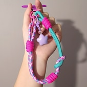 abordables Correas para el teléfono y muñequeras-Nueva cuerda corta para colgar el teléfono móvil con estampado de muñeca, bonita cuerda tejida corta de doble uso, resistente para viajes al aire libre para hombres y mujeres.