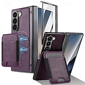 お買い得  サムスン用ケース-電話 ケース 用途 サムスンのギャラクシー Zフォールド7 Zフォールド6 Z Fold 5 Z Fold 4 Z Fold 3 磁気吸着ケース ウォレットカードケース 磁石バックル 全身保護 耐衝撃 レトロ風 PC PUレザー