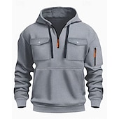 voordelige basic hoodies voor heren-Voor heren Trui met capuchon Hoodie met kwartrits Zwart Wit Wijn Leger Groen Rood Capuchon Effen Zak Kwart ritssluiting Sport &amp; Outdoor Dagelijks Feestdagen Polyester Streetwear Basic Casual Lente