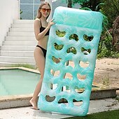 cheap Outdoor Activity-Large Inflatable Heart-Shaped Pool Lounger with Leaf &amp; Flower Pattern  1pc Outdoor Water Hammock for Adults Mixed Colors Perfect for Summer Beach Parties Pool Floats