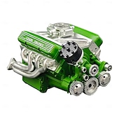 billiga Skulpturer-V8-motor hartsprydnad bensin liten blockmotor modellbyggsatser invecklad växeldesign motorfigur skulptur hantverk för skrivbord bokhylla dekoration