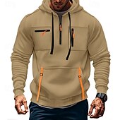 abordables sweats à capuche basiques pour hommes-Homme Sweat à capuche Sweat à capuche quart zippé Sweat à capuche tactique Noir Vert Véronèse bleu marine Kaki Gris Clair À capuche Uni Avec Poches Sport &amp; Loisir Occasionnel Quotidien Streetwear