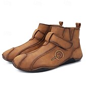abordables Bottines-Bottines rétro faites main pour hommes avec fermeture velcro – bottes de marche décontractées et artistiques pour hommes créatifs et tenues urbaines de tous les jours