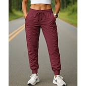 billiga Löparbyxor och tights-Dam Joggingbyxor Träningsbyxor Ficka Snörning Hög midja Underdelar Fritids- Gym Träningspass Snabb tork Fuktabsorberande Andningsfunktion Gymträning Utomhus Löpning Normal Sportkläder Sportkläder