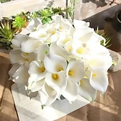 levne Umělé rostliny a květiny-20 svazků umělých stonků lilií, kala a lotosových květů v 18 barvách, realistické umělé květiny na Valentýna, Den matek, svatební kytice, fotografické rekvizity, venkovní a vnitřní dekorace