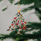 olcso Díszek-kolibri karácsonyfadísz (nem üreges) 2D átlátszó akril lapos függődekoráció, madárfa sziluett ablakba, fára, asztali ünnepi ajándék természetkedvelőknek, 8cm
