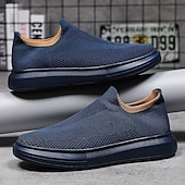 cheap Slip-On Casual Shoes-Men's Slip-On Knit Walking Sneakers – Lightweight Breathable Casual Shoes for Travel, Gym &amp; Daily Wear