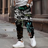 tanie Dresy-Męskie Kolorowy Graffiti Spodnie dresowe Uprawiający jogging Spodnie Średni Talia Elastyczna talia ze sznurkiem Codzienny Jogging Streetwear Ćwiczyć Spodnie dresowe sportowe z kieszeniami Wiosna