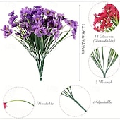 levne Umělé rostliny a květiny-12 kusů umělých květin slunečnic a fialek pro venkovní použití, UV odolné a neblednoucí, smíšené barvy, umělé květiny pro zahradu, svatbu, svátky, bytové dekorace, dekorace do závěsných košíků a na