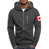 abordables sudaderas basicas hombre-Hombre Sudadera Sudadera con capucha y cremallera completa Negro Blanco Vino Verde Ejército Azul Marino Con Capucha Bandera Cremallera Bolsillo Deporte Diario Festivos Poliéster Ropa de calle Básico