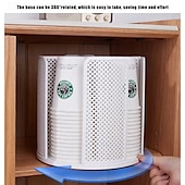 abordables Rangement et organisation-Distributeur de gobelets en papier rotatif à 360° peu encombrant, en plastique PS durable avec conception amovible ventilée, noir &amp;blanc, parfait pour les tasses à café de cuisine et de bureau