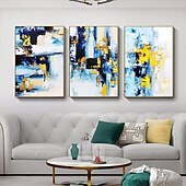 お買い得  油絵-キャンバスに金箔を施した手作りの大型抽象油絵。モダンな額縁なしの絵画。家の装飾に最適な壁アート画像。