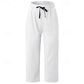 abordables jambe large et taille haute-Femmes Jambe large Chinos Occasionnel Longueur mollet Naturel Uni in in france they say Pontalon wide leg Confortable Respirabilité Décontracté Quotidien Noir Blanche Vin Vert Véronèse Printemps