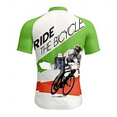 Χαμηλού Κόστους Ανδρικές φανέλες-Ανδρικά Φανέλα ποδηλασίας Γραφική Γεωμετρικό Γράμμα &amp; Αριθμός Κοντομάνικο Ποδήλατο Αθλητική μπλούζα Μπολύζες με 3 πίσω τσέπες