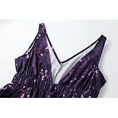 cheap Boho Dress-Women&#039;s Midi Dress Vintage Dress Boho Dress Western Dress Vintage Fashion Outdoor Vacation Daily Regular Fit Flower Sleeveless V Neck Purple Summer