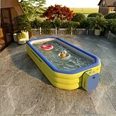 お買い得  プール、ホットタブ＆用品-1個の大きな長方形のインフレータブルスイミングプール - 庭やパーティー用の耐久性のあるPVC屋外ファミリープール &amp;音楽フェスティバル、1～3人収容、3層構造