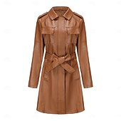 cheap Winter Coats-Women&#039;s Coat Windproof Comfortable Pocket Full Zip Fashion Street Style Plain Outdoor Casual Daily Long Turndown Regular Fit Long Sleeve Outerwear Black Burgundy Camel Fall Winter