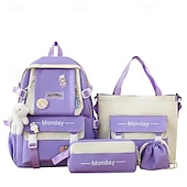 abordables Sacs à dos pour Enfants et Adolescents-Ensemble de sac à dos vert 5 en 1 pour filles avec de jolis accessoires – sac d&#039;école léger avec fourre-tout, trousse et pochette à cordon pour les adolescentes et un usage quotidien