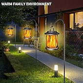 abordables Halloween al Aire Libre-1 linterna solar impermeable de mano con forma de llama intermitente para Halloween y Navidad, ideal para exteriores, patio, jardín, césped, camino, terraza, camping, decoración, luz de paisaje, luz