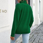 abordables Couleurs unies-Femmes Pull Occasionnel Couleur Unie Épais Col roulé Tricoté manche longue Hauts Réguliers Tricoter Quotidien Fête Sortir Noir Jaune Automne Hiver