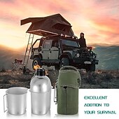 economico Attrezzatura da Campeggio-Borraccia in alluminio, set di tazze e borse, borraccia portatile per campeggio all&#039;aperto, sopravvivenza, esperienza nella natura, escursionismo e attrezzatura per zaino in spalla solo per cucinare
