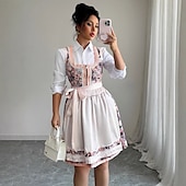 cheap Dirndl-Oktoberfest Dress Dirndl Maid Bavarian German Munich Wiesn Women&#039;s Carnival Party Beer Festival Traditional Style Cloth